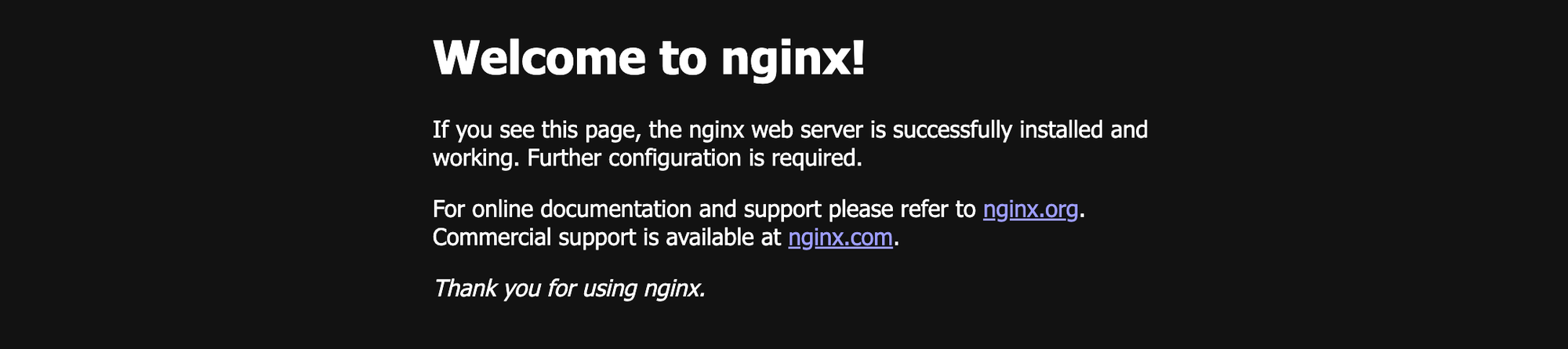  Nginx 실행 후 확인할 �수 있는 페이지