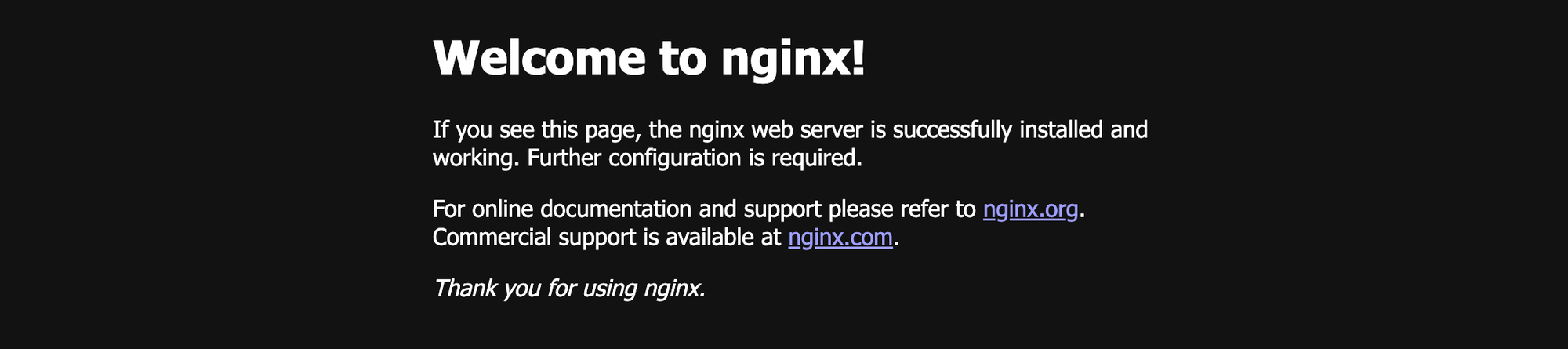  Nginx 실행 후 확인할 수 있는 페이지